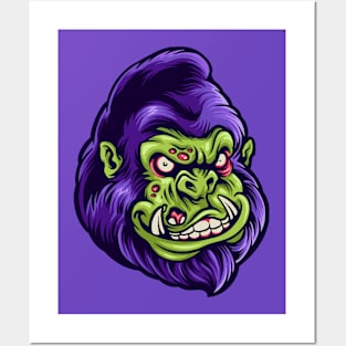 Zombie Gorilla Head Posters and Art